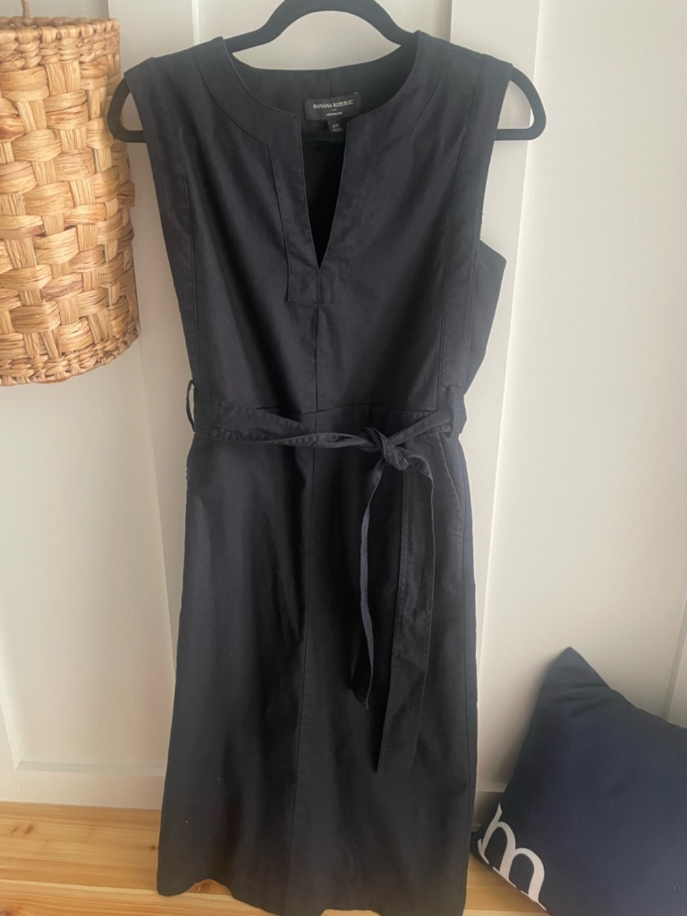 Banana Republic Black Sleeveless Midi Dress with Waist Tie Belt